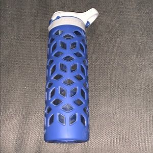Blue glass water bottle